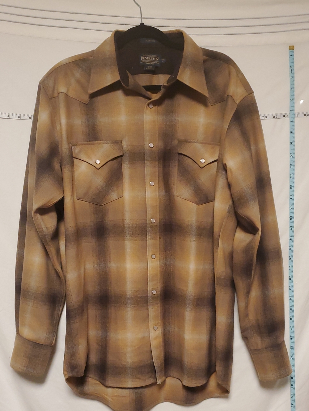 Pendleton Brown Wool Flannel Canyon Western Shirt Pearl Snaps Lg Tall